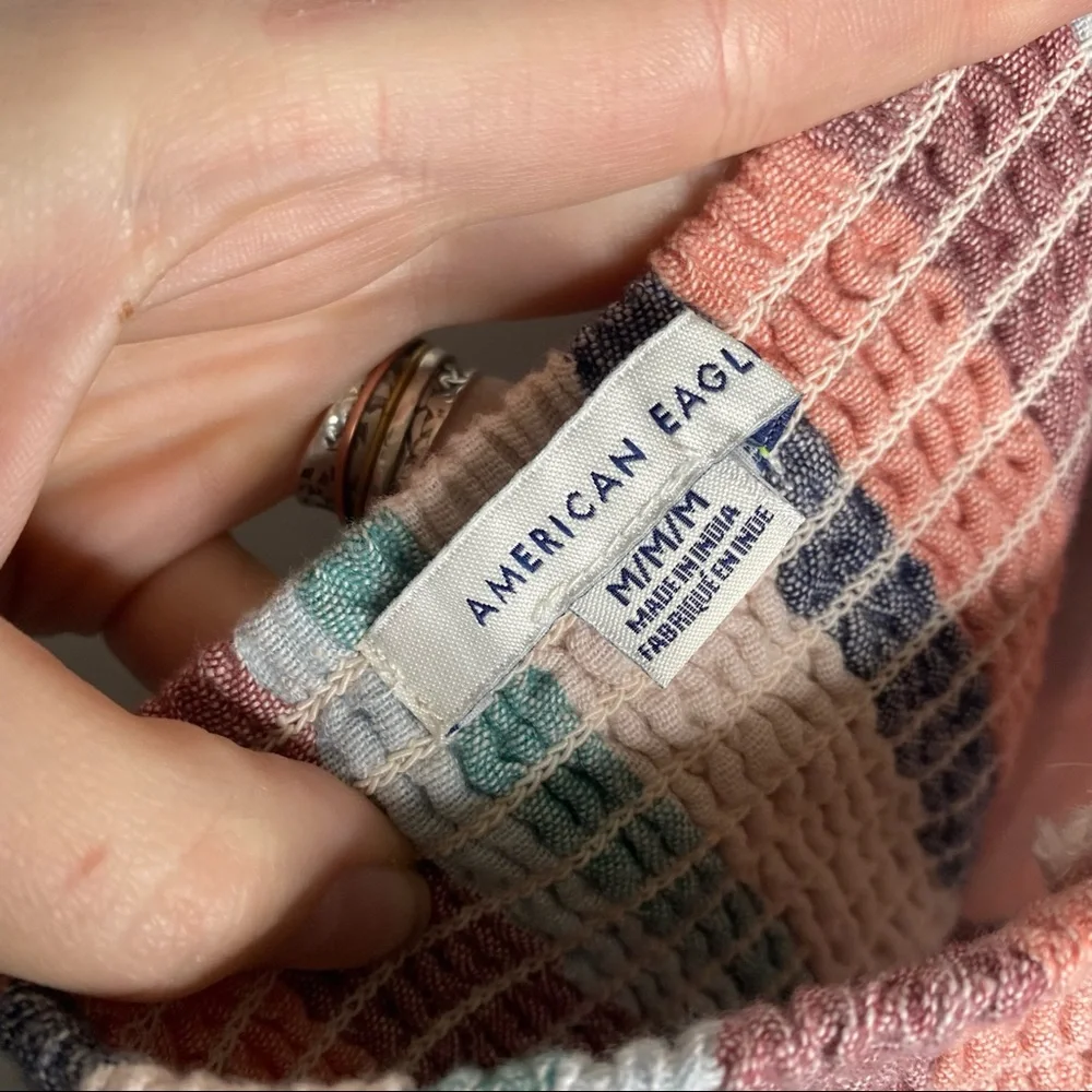 American Eagle | Striped Linen Blend Halter Tie Dress - Picture 6 of 7